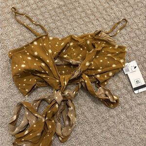 Rip Curl Mustard Tie-Front Crop Top